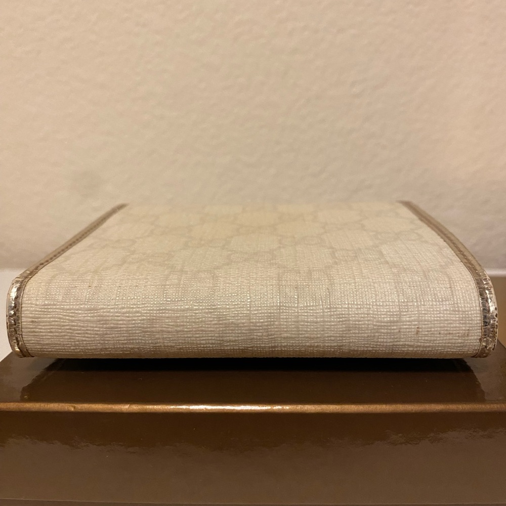 Gucci Beige Monogram Small Fold Wallet with Metallic Trim - Picture 13 of 16